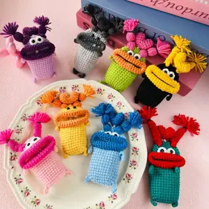 Portable Cute Cartoon Key Bag Hand-woven Suitable for BMW Mercedes Audi Volkswagen Car Key Protector Fun Gift Hangable Ornaments