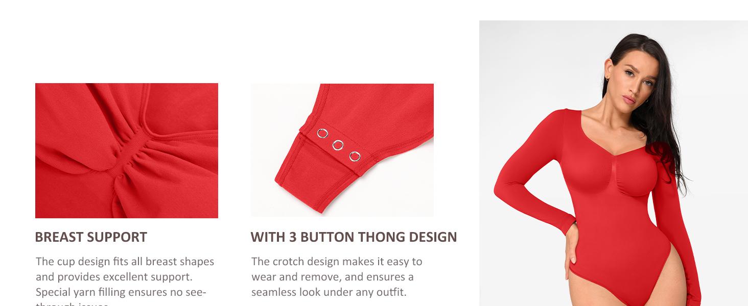 FeelinGirl Women's Seamless Shaping Long Sleeve Thong Bodysuit for Tops and Comfortable Underwear Lady livestream#3 Springtok FeelinGirl Women's Seamless Shaping Long Sleeve Thong Bodysuit for Tops and Comfortable Underwear Lady livestream#3 Springtok