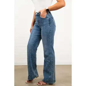 Angelina straight leg light wash high waisted denim