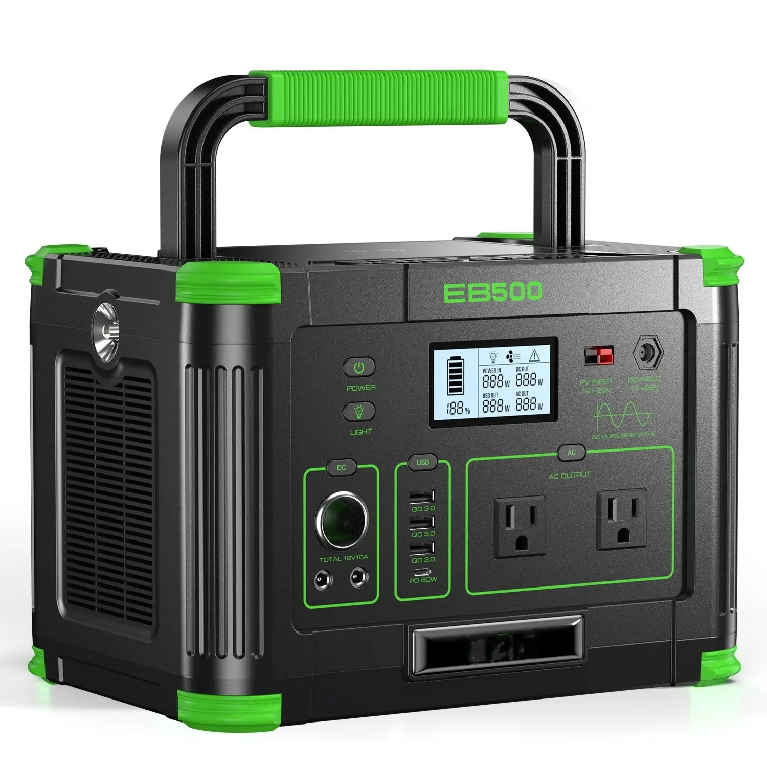 500W 519Wh Power Station Portable Solar Generator RV Backup Battery Camping 500W 519Wh Power Station Portable Solar Generator RV Backup Battery Camping