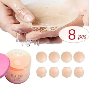 8pcs 2.56inch Extra Coverage Silicone Nipple Covers - Seamless Invisible Anti-Bulge Pasties for Wedding/Yoga/Swimwear, Thick Reusable Self-Adhesive Sweatproof