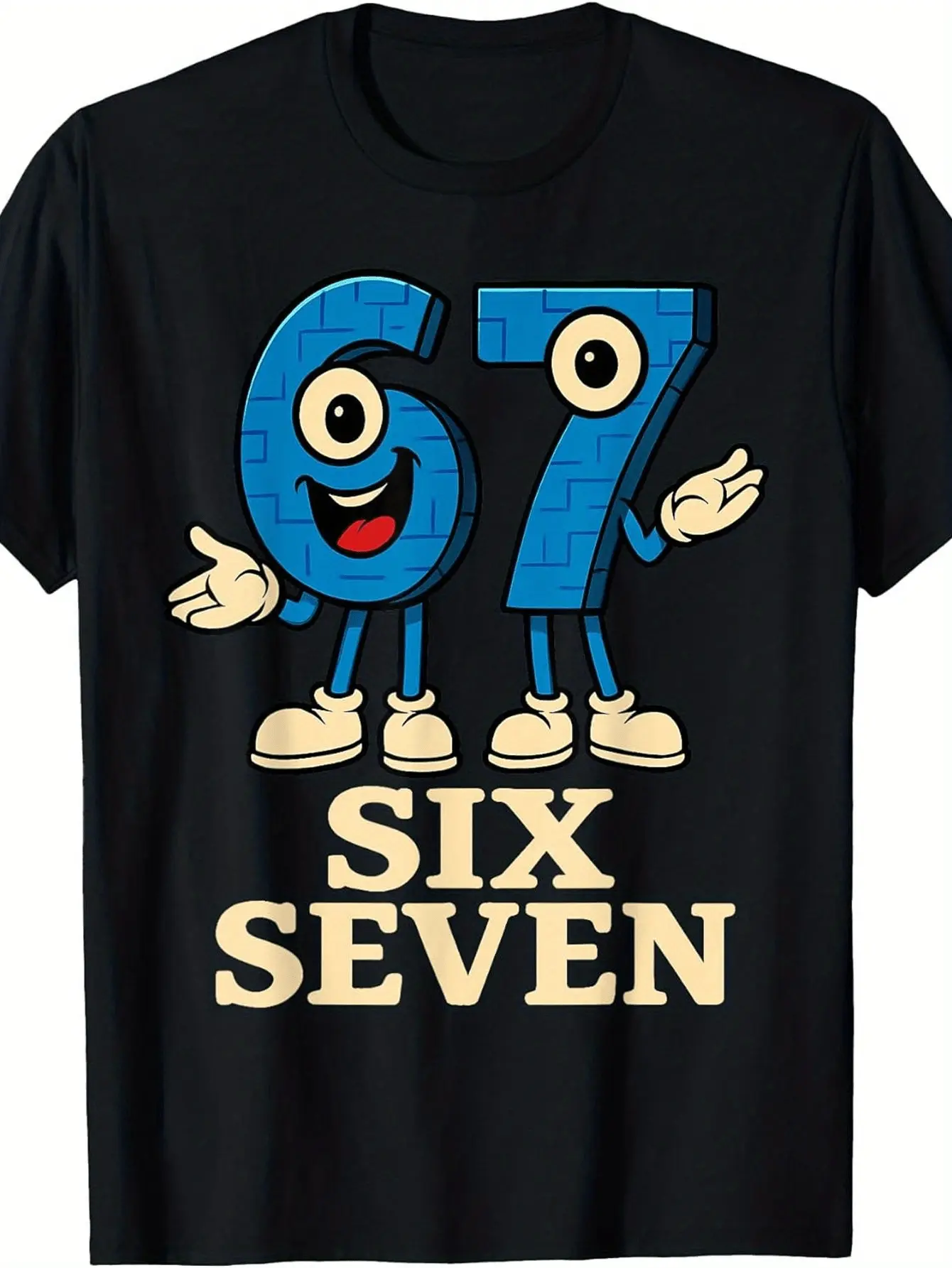 Funny Italian Brainrot Gaming Meme T-Shirt - 67 Six Seven 6-7 Design with Smiling Number 67 & Italian Text, 100% Soft Crew Neck Short Sleeve Tee for Men & Women, Casual Gamer Gift (S-XXXL) - Humorous Pixel Art Style Apparel for Parties & Casual Atti