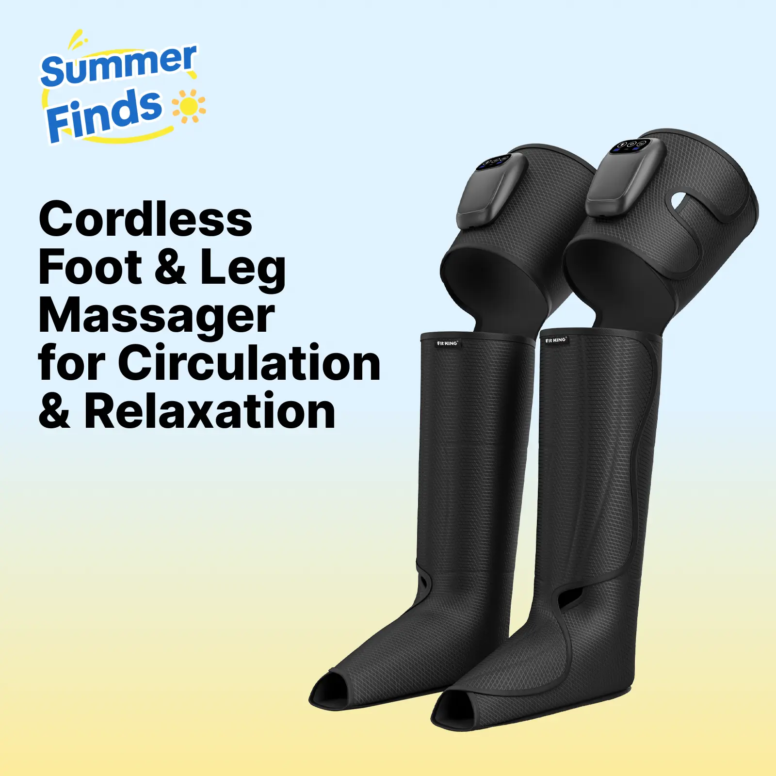 【FIT KING】Air Compression Cordless Foot and Leg Massager, Leg Massager, No External Hoses & Handheld Controller, Easy to Use for Travel, Mom, Dad, Athletes, mothersday gift summerwins,dorm essentials tiktokshopbacktoschool