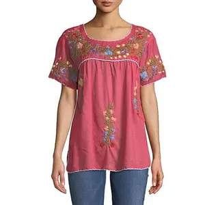 Raj Lily Floral Garden Embroidered Top
