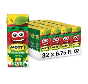 Mott's 100% Original Apple Juice, 6.75 Fl Oz Boxes, 32 Count (4 Packs Of 8), 2 Servings Of Fruit, 100% Fruit Juice, Gluten-free, Caffeine-free, Kosher, Contains No Artificial Colors Or Sweeteners
