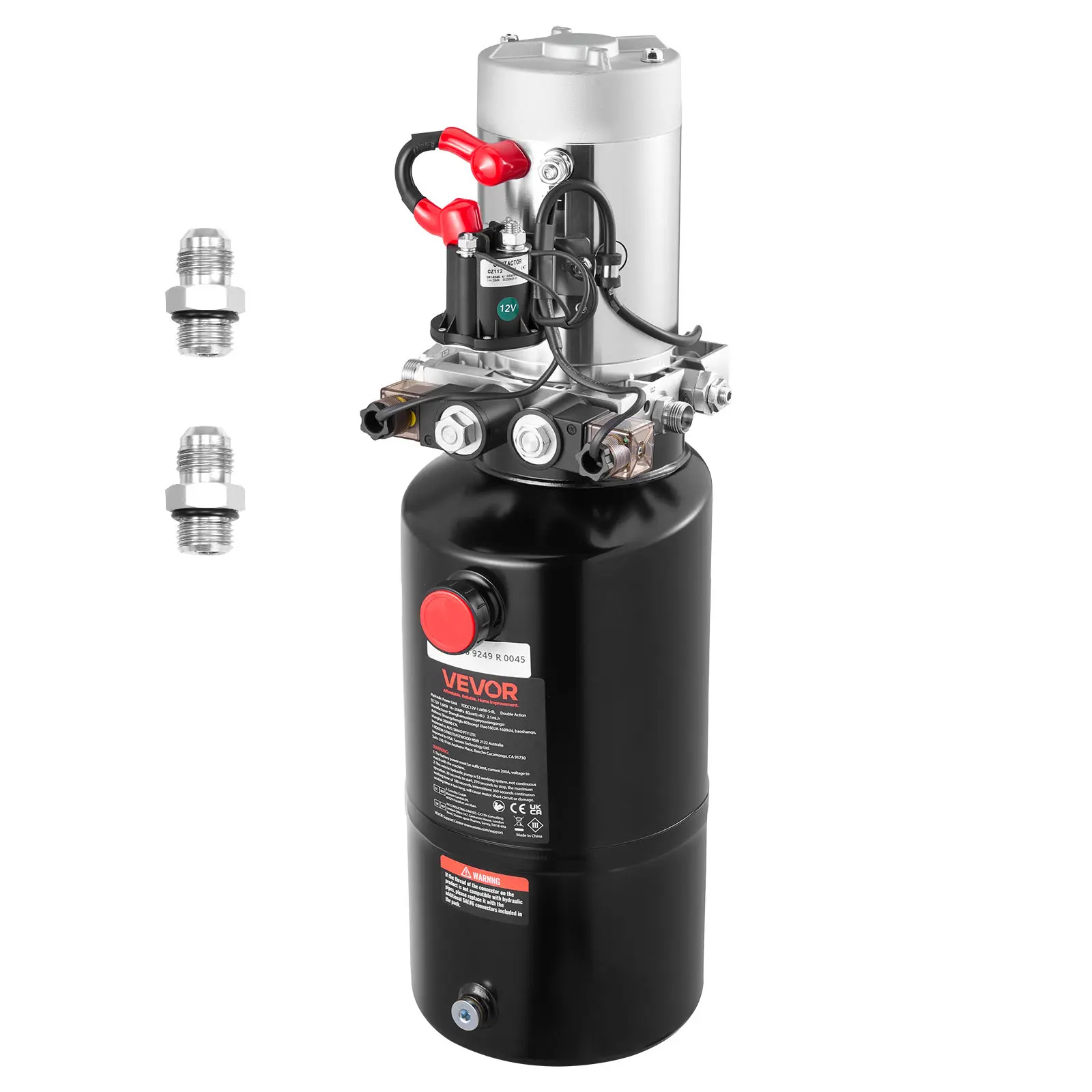 【summerfinds】VEVOR 8 Quart Hydraulic Power Unit, Double Acting Dump Trailer Pump, 3200 PSI Max Relief Pressure & 0.91 GPM Flow Rate, DC 12V Hydraulic Pump with Metal Reservoir for Dump Trailer Car Lifting