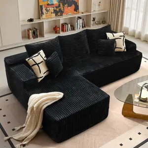 【1-Pack Delivery】 HOOOWOOO 96'' L-shape Boneless Sectional Sofa, Comfy Modular  & Cozy Plush Compression Cloud Sleeper Sofa with Deep Seat, Compressed Couches Perfect for Living Room, Bedroom, RV, Easy to Move, Space-Saving Recliner Design