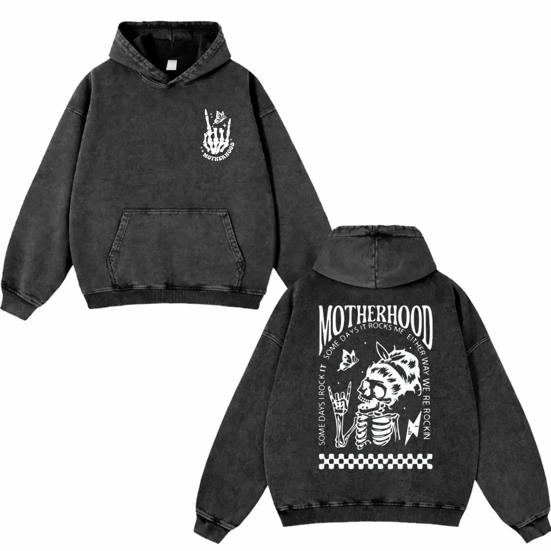 Motherhood Some Days I Rocks It Washed Hoodie, Mother Apparel, Oversized Menswear And Women Menswear Tops, Gym Pump Cover, Hip Hop Y2K Graphic Apparel, Gift for Her