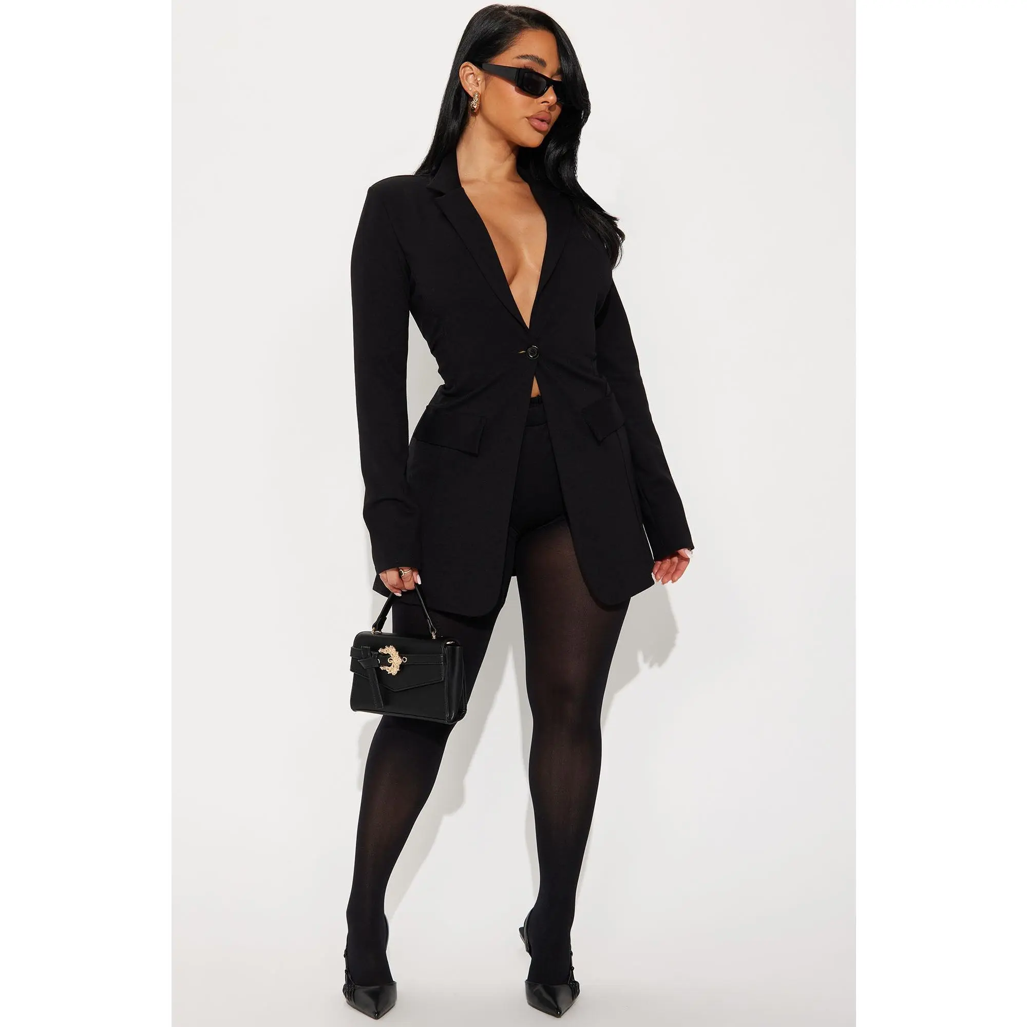 Cindy Blazer And Micro Short Set - Black