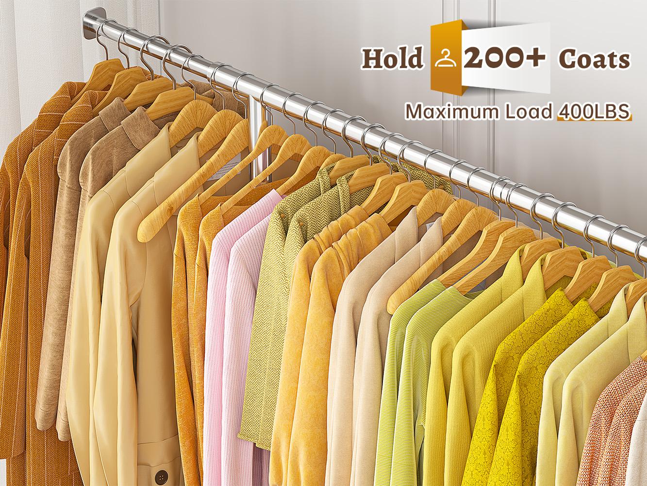 Raybee Clothes Rack Load 400 LBS, Rolling Heavy Duty Clothes Rack with Sturdy Wheels & Basket, Portable & Adjustable & Commercial Garment Rack, Chrome