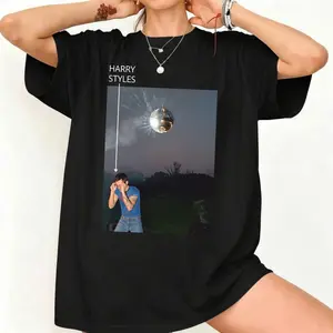 Harry Styles Concert T-Shirt, Kiss All The Time. Disco, Occasionally. HS4 Shirt, Retro Character Print Tee, Trendy Pop Concert Fan Gift