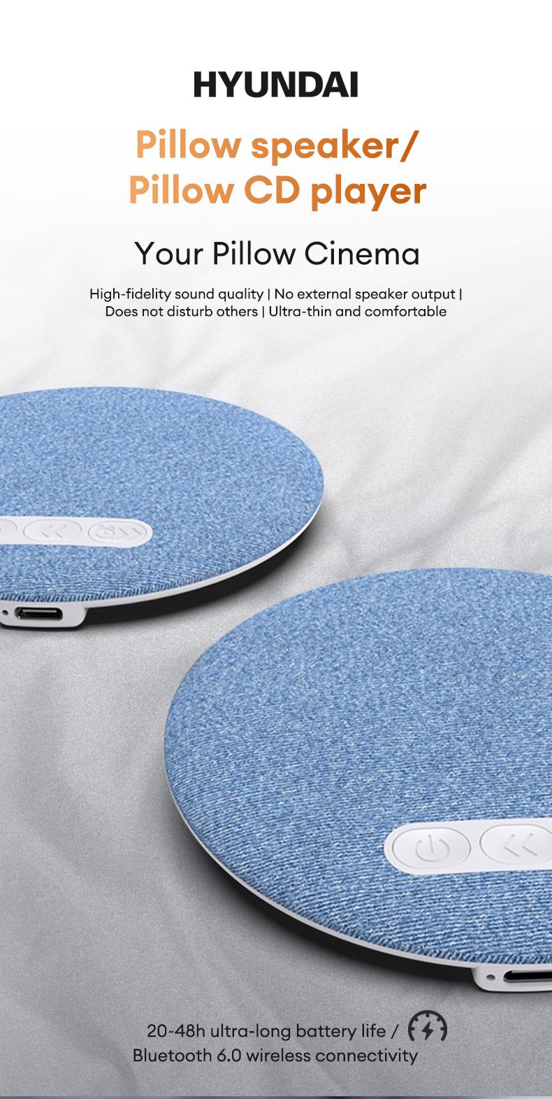 HYUNDAI S1 Ultra-Thin Bluetooth Pillow Speaker with Bluetooth 6.0, 3D White Noise, Soft Immersive Sound Field, Air Conduction Audio Design, Pillow Speaker for Bedtime Music & Audiobooks, Headphone-Free Sleep Sound, Compatible with Android & iOS