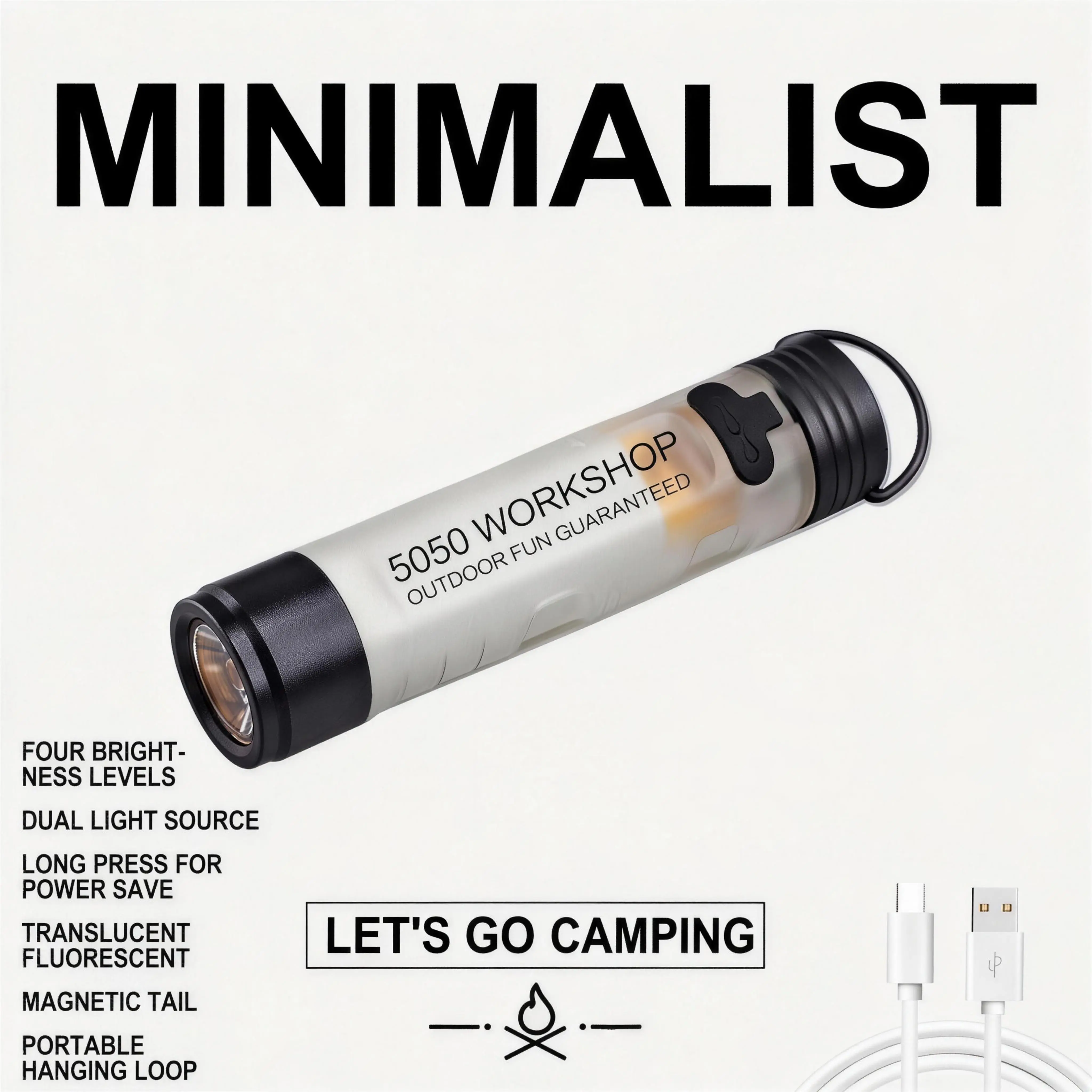 Handheld LED Flashlight, Mini Rechargeable Pocket Light with 4 Levels, a Magnetic Tail, and Clip for Hands-Free Outdoor Use