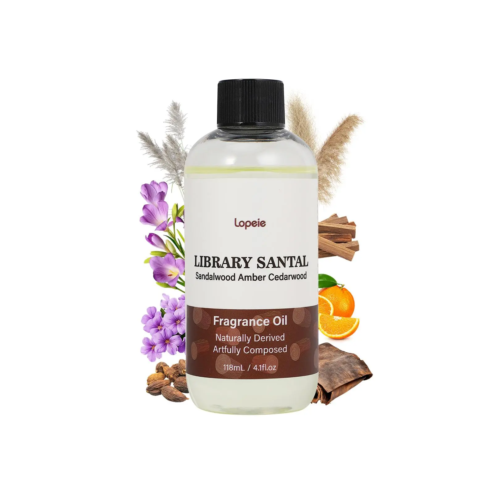 Lopeie Library Santal Hotel Diffuser Oil Refill - 118ml, Inspired by The Ritz-Carlton, Sandalwood Amber Cedarwood Essential Oil, Fragrance Scent Aroma Freshener Perfume for Ultrasonic & Waterless Diffusers