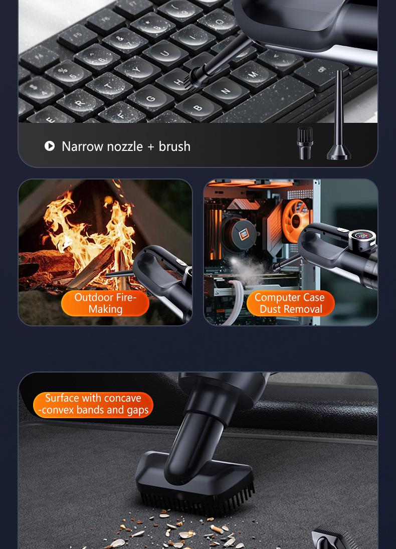Vehicle and home wireless handheld vacuum cleaner, 2-in-1 car vacuum and blower, high power and strong suction, compact and mini handheld car interior cleaning machine, wet and dry car vacuum cleaner. Car Detailing Tools Car Detailing Accessories
