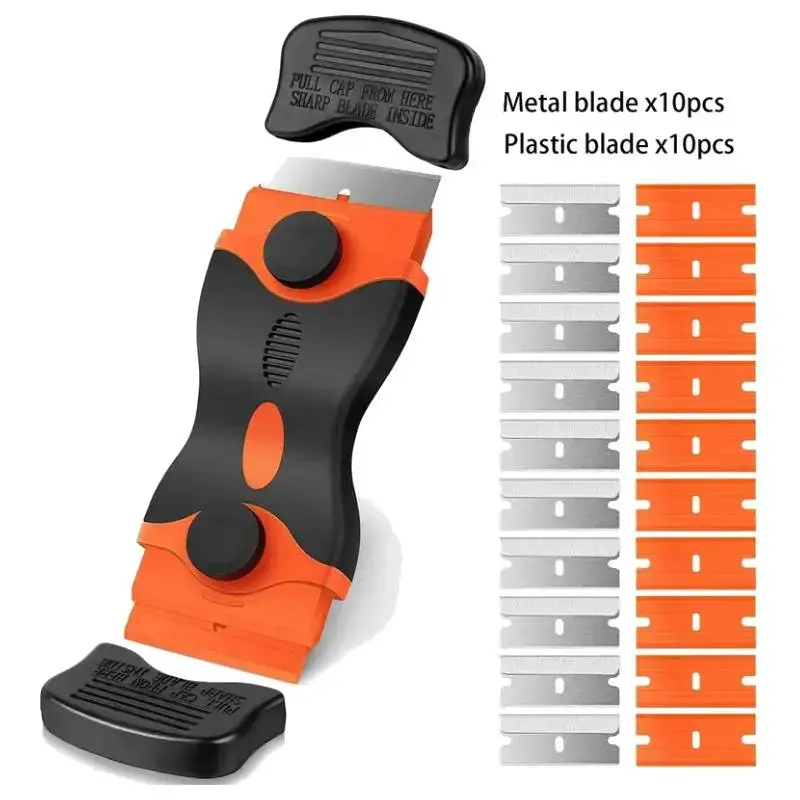 Multi-Surface Scraper Tool Kit, Double-Edged Paint Sticker Remover, No-Scratch Plastic Scraper for Cleaning Windows and Stoves