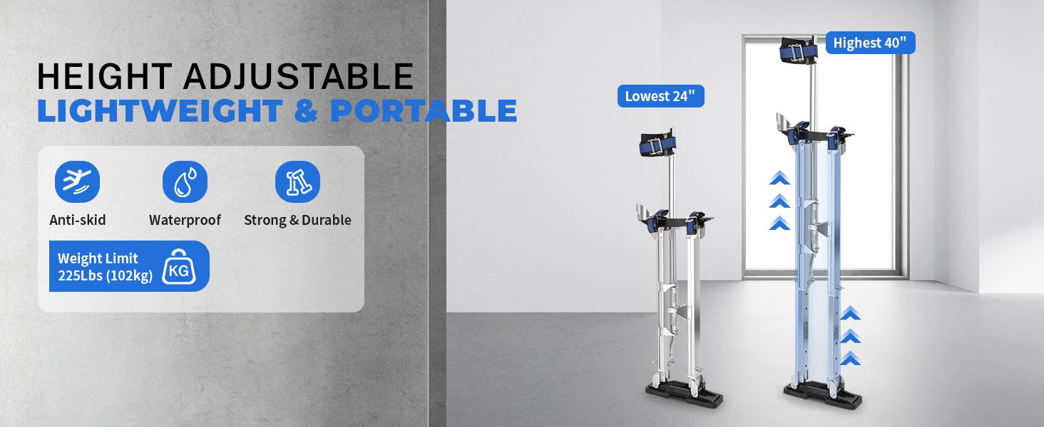 Painting Drywall Stilts, Adjustable Aluminum Plastering Tool Stilts, Multi-size Drywall Stilts, Professional Drywall Stilts Reliable Rubber Heavy Duty Portable non-slip work