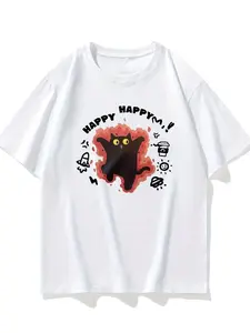 Men'S Summer Print Short-Sleeve T-Shirt, Loose Fit, New Heavy-Duty Pure White Base Top from Trendy Brand I