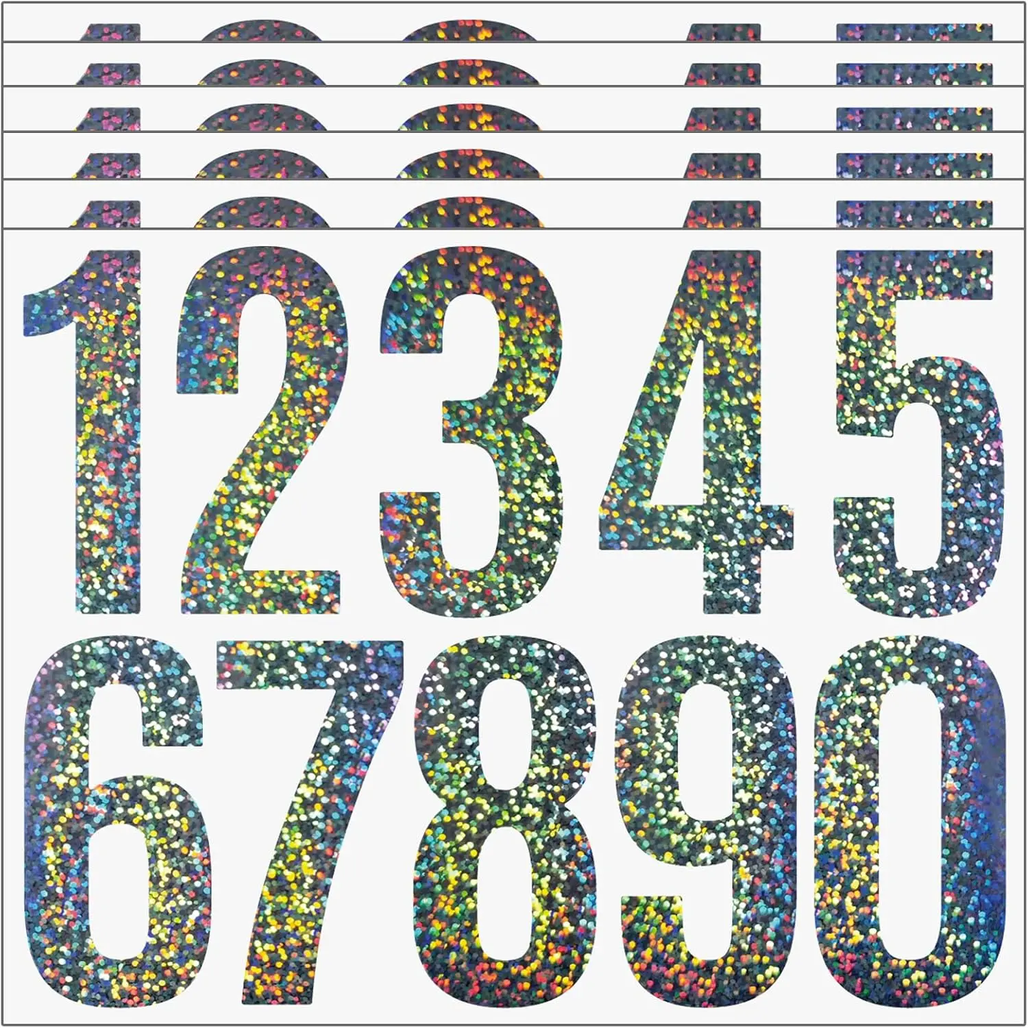 Reflective Mailbox Numbers Stickers,60 PCS Self Adhesive Vinyl  Number Stickers,6 Sheets Large 3 Inch 0-9 House Numbers,for Mailbox,Signs, Door, ,Garbage Bins,Address Numbers(Reflective)