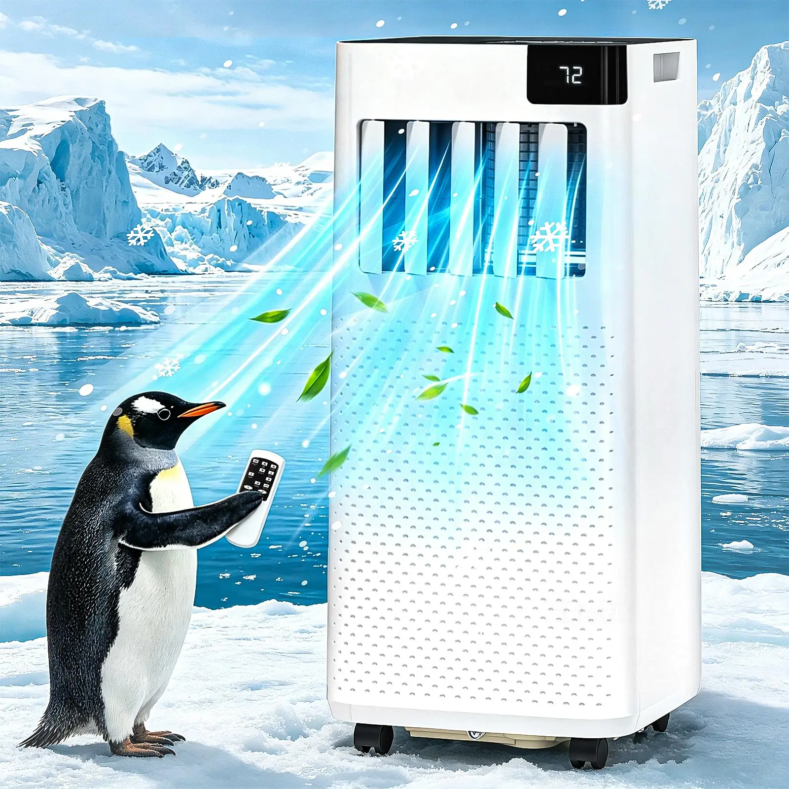 Antarctic Star ASHEER 8000BTU Portable Air Conditioner Appliance - 3-in-1 Automatic Home Cooling Solution, Cooling, Dehumidify, Fan Modes, 2 Fan Speeds, 24-Hour Timer, Full-Function Remote, LED Display, Ideal for Bedrooms, Home Cooling Solutions, Cooling
