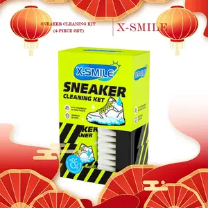 XS-SMILE Sneaker Cleaning Kit, 4-Piece Set — Multi-Surface Compatibility, Easy to Clean, Includes Cleaning Tools, Cleansing Solution That Doesn’t Require Rinsing