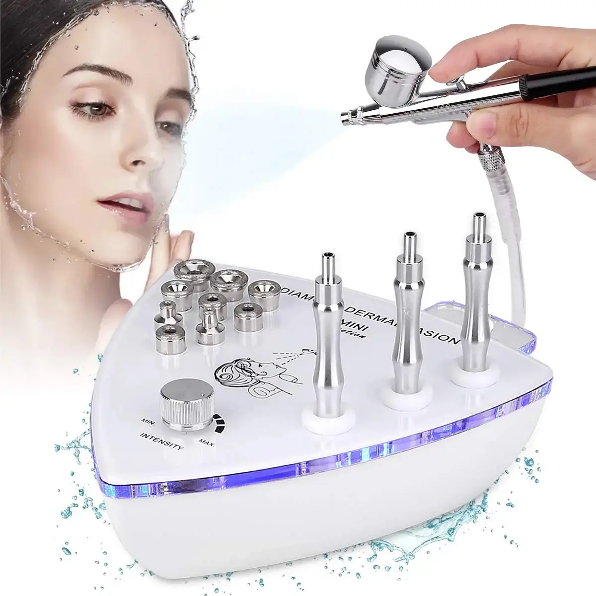 3 in 1 Portable Diamond Microdermabrasion Machine, Facial Beauty Machine, Multifunctional Skincare Tool for Exfoliating Blackheads, Facial Care at Home, Facial Blackhead Remover