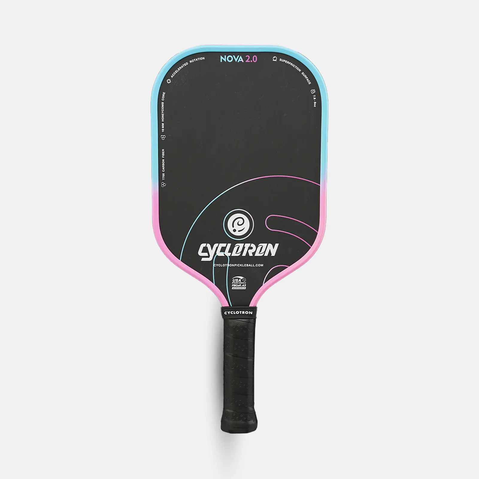 CYCLOTRON NOVA Pickleball Paddle,USA Pickleball Approved Professional  16.4” Offensive Paddle, 3-Layer T700 Carbon Fiber, 14mm & 16mm Thermoformed Core for Power Spin & Speed, Lightweight 7.8oz Paddle with Comfort Grip, Includes Paddle Cover pickle ball