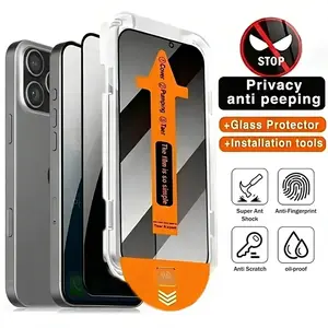 privacy Screen Protector for iPhone 16/15/14 Pro Max Samsung S24 series, 9H Hardness Military Grade Shatterproof Full Coverage Tempered Glass Film with Easy Installation Tool, HD Clear, Scratch Resistant shockproof protection outdoorfun