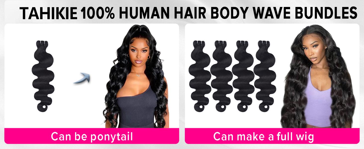 Tahikie 16A 100% Raw Virgin Brazilian Human Hair Bundles Body Wave/ Water Wave/Burmese Curly Bundle Unprocessed Remy Hair Weave Sew In/Quick Weave Viral Hair Bundles