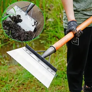 Outdoor Garden Cleaning Stainless Steel Shovel Multi-functional Yard Weeding Tool Precision Forged Durable Quenching Process Portable Manganese Steel Snow Shovel