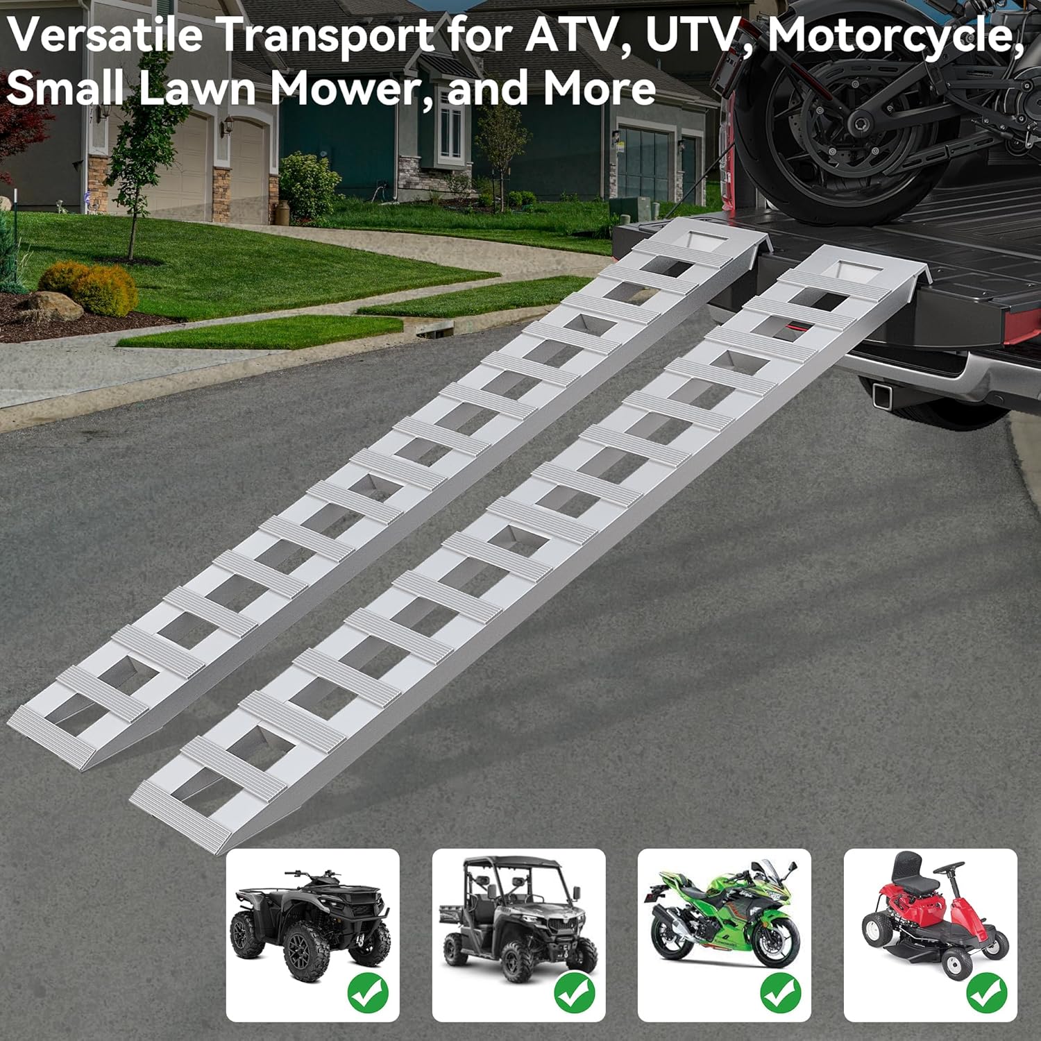 YITAMOTOR 2pcs 6000lbs 84" x 14" Aluminum Trailer Ramps, Loading Ramps Car ATV Truck Auto Hauler Knife & Hook Ends