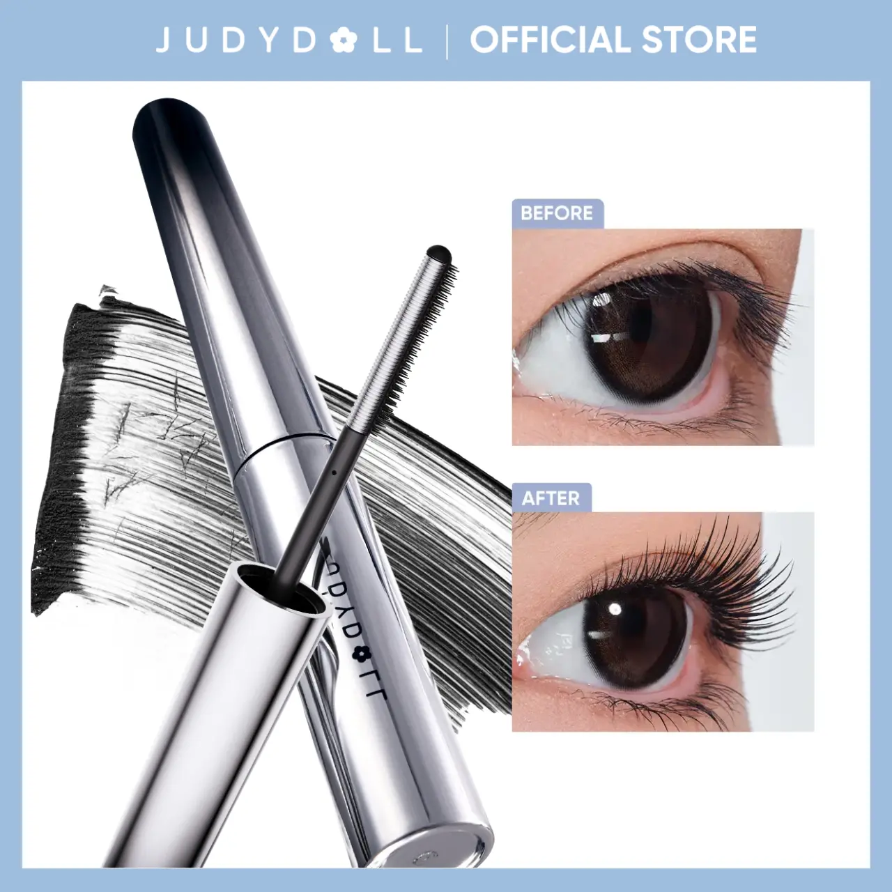 JUDYDOLL Feather Lash Iron Enhancing Mascara (Black & Brown) - Eyelash Curling, Lengthening, Volumizing, Thickening, Waterproof, Smudge-Proof, 24-Hour Wear, Anti-Clump, Makeup Setting Serum, Summer Use,back to school