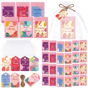 Back to School 12/24 Pcs Mist Hydrating Hand Sanitizer Spray 0.67oz (20ml), Mini Hand Sanitizer with Positive Sayings Gift Cards & Clear Organza Bags, Fruit Scented, Cute & Portable, Appreciation Gifts for Women, Girls, Employees, Classmates & Teachers