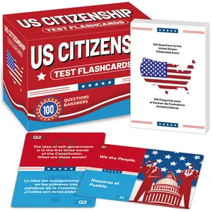 GISGFIM US Citizenship Flash Cards 2026 school, 100 US Civics Test Card Set (Questions & Answers) Bilingual Immigration Knowledge Card Spanish English Naturalization Study Guide US Civics Test Flash Cards Booklet Set  School supplies set