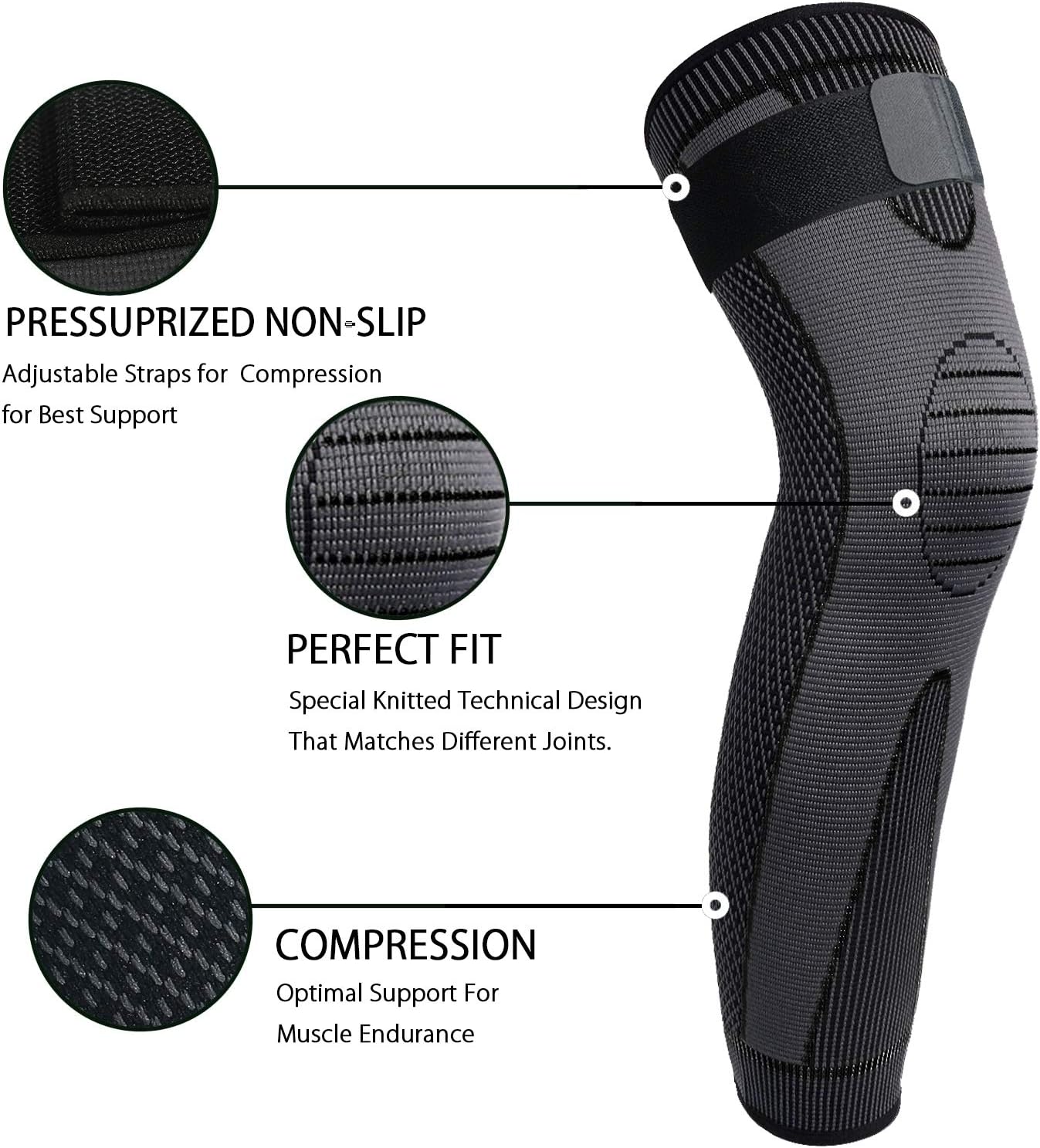 Ollas Full Leg Sleeves Long Compression Leg Sleeve Knee Sleeves Protect Leg, for Man Women Basketball, Arthritis Cycling Sport