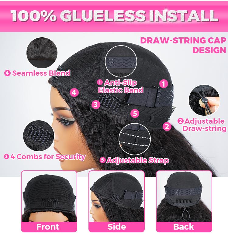 [HALF WIG]CurlyMe Invisible Hairline 250%&300% Density Full Burmese Curly Human Hair Glueless Install Wear Go Half Wig No Lace Seamless Flip Over Wig With Drawstring Beginner Friendly