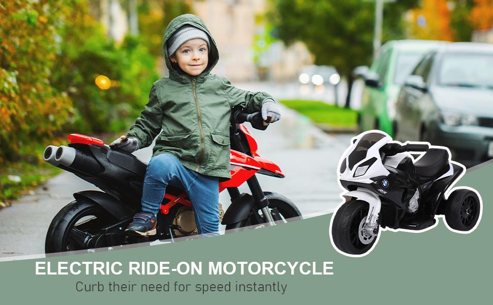 Aosom 6V Kids Motorcycle Licensed BMW, Toddler Motorcycle with Headlight, Music, 3 Wheeled Electric Motorcycle for Kids, Gift for Boys & Girls
