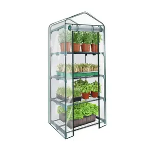 4-Tier Mini Greenhouse - PVC Clear Cover & Steel Frame - Portable Small Green House for Indoor & Outdoor Use - Grow Plants, Seedlings, Herbs
