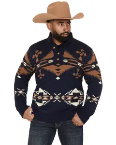 Cotton Men's And Rye Southwestern Print Pullover Sweater - Crm205nv