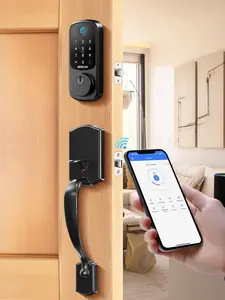 DESLOC Fringerprint Keyless Bluetooth Entry Door Lock with Handle Set, Smart Locks for Front Door, Deadbolt Smart Lock, Front Door Locks Set, Electronic keypad Deadbolt with Handle, 12 Months Battery, IP54