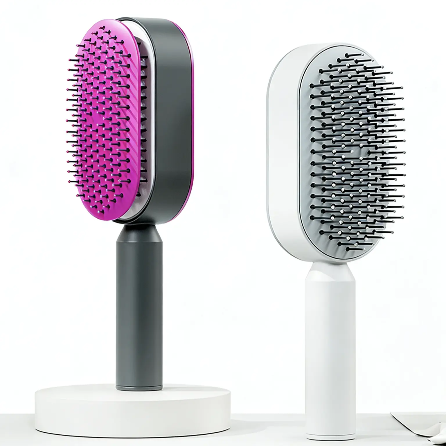 Newly Upgraded Press-Type Self-Cleaning Combs 1-Piece Press-Type Cleaning Design Air Cushion Massage Combs 3D Air Cushion Brush for Enhanced Hair Care，Different hair type and hair volume，Hair Defining Styling Brush，gifts for girl，birthday gifts，part gifts