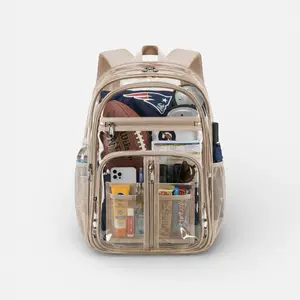 TPU Clear Backpack Heavy Duty for Stadium Travel School Unisex Adult Multi-Pocket Reinforced Stitching 18 Inches