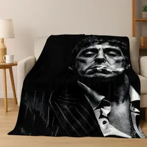 Classic Scarface Movie Blanket Soft Flannel Fleece Bed Sofa Couch Bedroom Decor Cozy Warm Lightweight Picnic Throw Birthday Gift Christmas Gift for Fans Men Women Tony Montana Film Poster Art