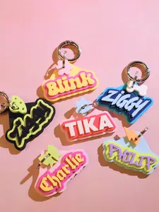 3 Layer 3D Pet Name ID Tag for Dogs Cats, Silent Lightweight Keychain