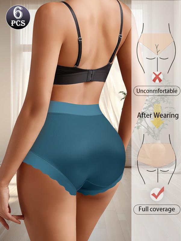 Women's Waist Seamless Underwear No Show Breathable Panties Full Coverage Invisible Brief 6/12 Pack M-XXLwaist brief Cotton  Women's Panties Pack leggings women Mid-Rise Underwear