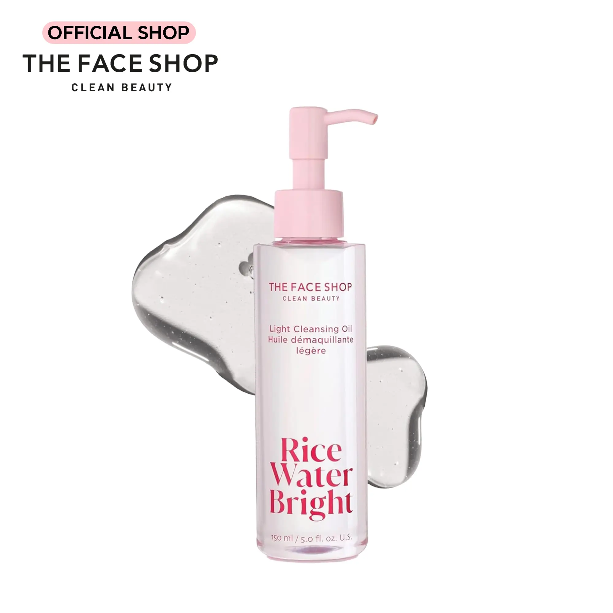 [THE FACE SHOP] Rice Water Bright Light Facial Cleansing Oil (150ml)ㅣDeep Cleansing Daily Makeup Remover with Ceramide & Vitamins for Hydrated, Radiant Skin l Vegan l Korean Skincare