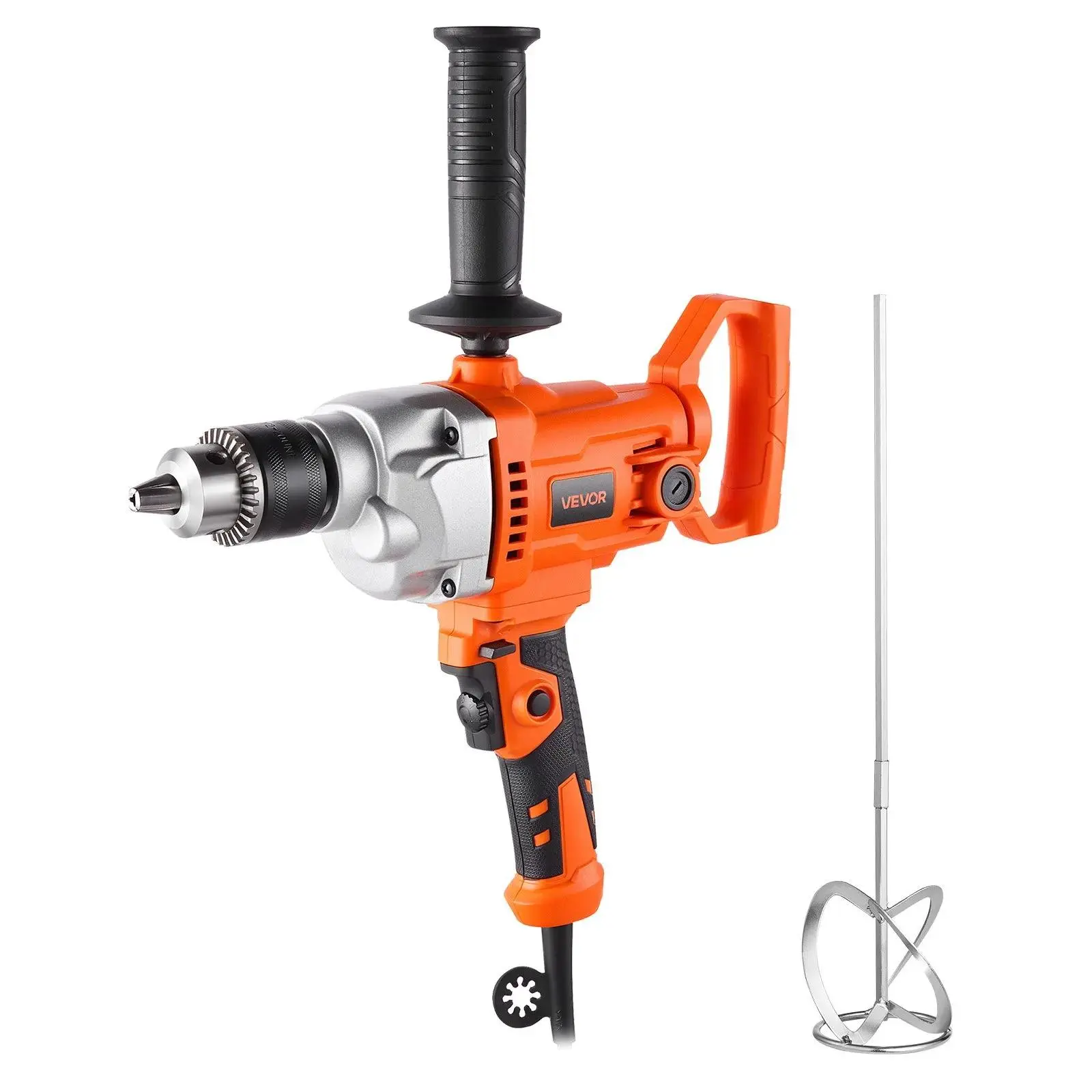 【summerfinds】VEVOR Drill Mixer, 5/8 inch Corded Electric Drill Mixer Set, 0-850RPM 5.8A Mixing Drills, Mixing Drills Machine with D-Handle for Drilling & Blending, Handheld Cement Mixers for Fodder, Paint, Cement