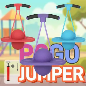 Kids Pogo Trick Ball with Handle Pump - Pogo Stick Jumper for Boys Girls, Up to 180 LBS Weight Capacity, Durable Plastic Deck, Easy Carry Handle, Safe Quality Design, Indoor Outdoor Trampoline Toy