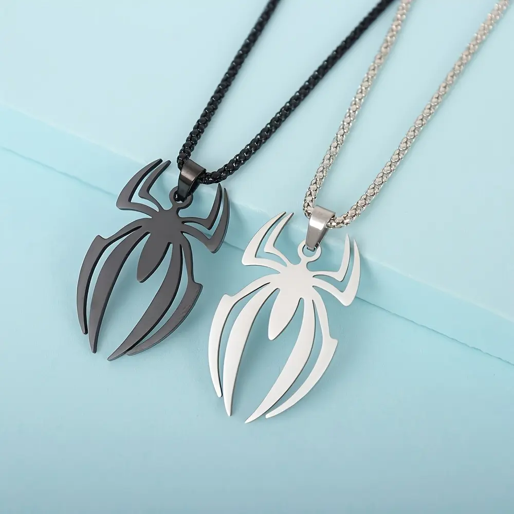 18k Gold-Plated Stainless Steel Spider Pendant Necklace - Hip-Hop Costume Jewelry for Halloween Parties, Holiday Gifting daily