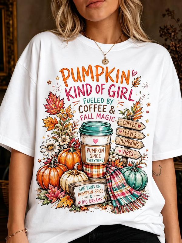 Women's Oversized "Pumpkin Kind Of Girl" Tops for Women - Comfortable Fall Vibe T-Shirt, Perfect for Pairing with Jeans, Leggings